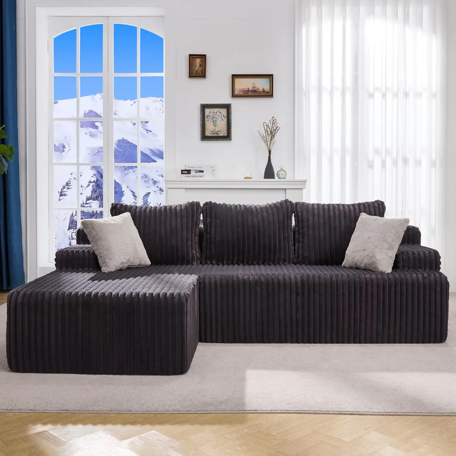 Modular Sectional Sofa Couches L-Shape Couch 3 Seat Modular Sofa Memory Foam Sectional Couches for Living Room, Cloud Couch with
